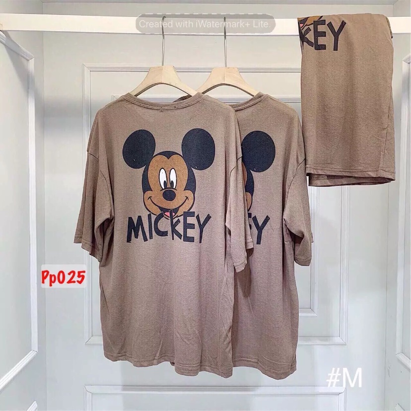Áo thun nam nữ MICKEY nâu unisex form rộng cao cấp bền màu cực hot 1Kenz