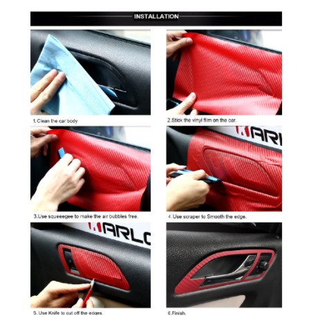 Sticker Tấm dán sợi Carbon 3D màu đỏ đen cuộn cabon dán nóc trần nội thất táp lô cacbon bảng điều khiển cho xe hơi ô tô