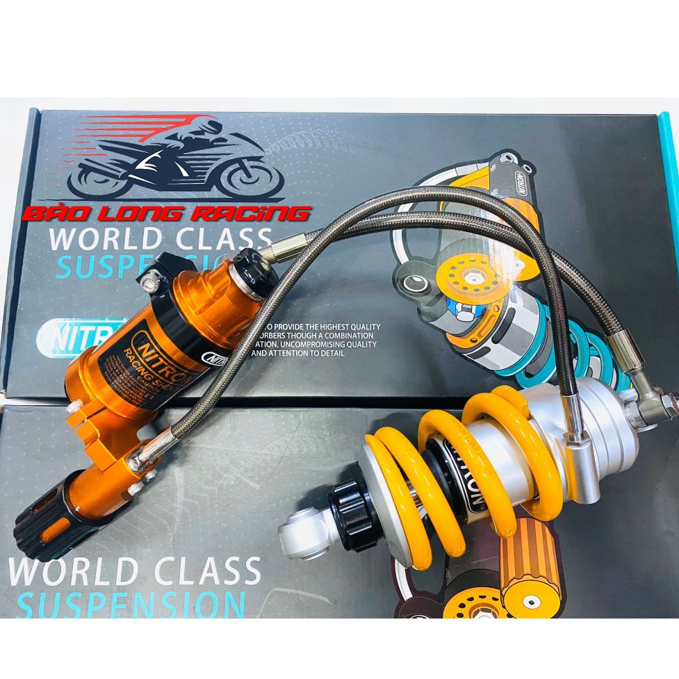 Phuộc Nitron màu Vàng 2 bình dầu tăng chỉnh Áp Suất dành cho xe máy Exciter 150