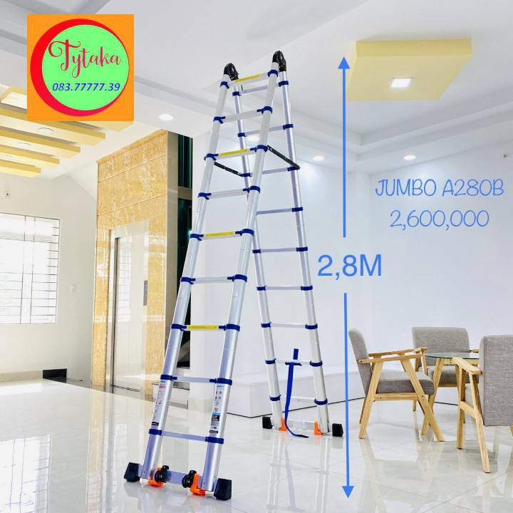 {Cước siêu rẻ} Thang nhôm rút chữ A Jumbo