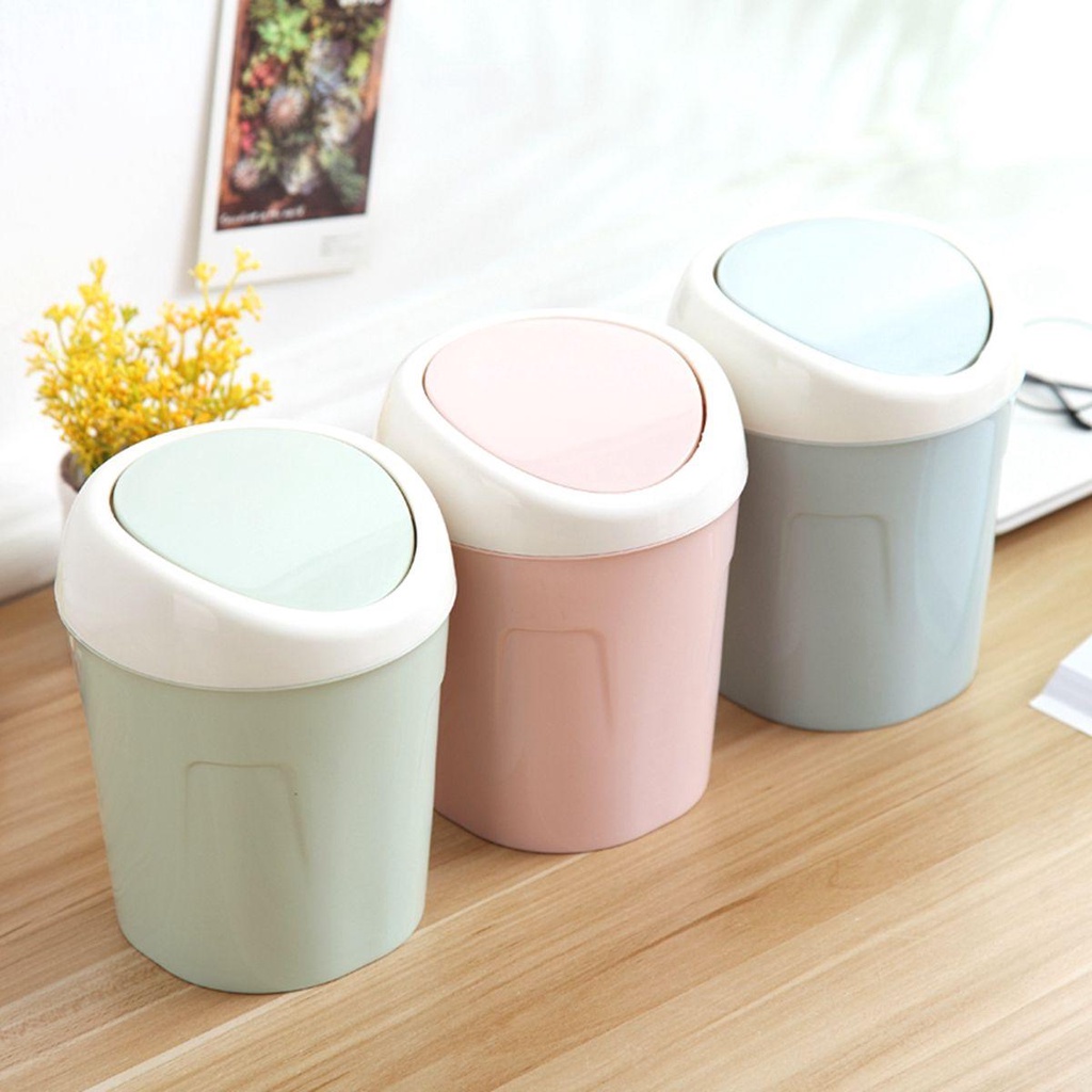 Thùng Đựng Rác Nắp Lật Mini Bằng Nhựa Nhiều Màu Cho Nhà Bếp/Phòng Khách