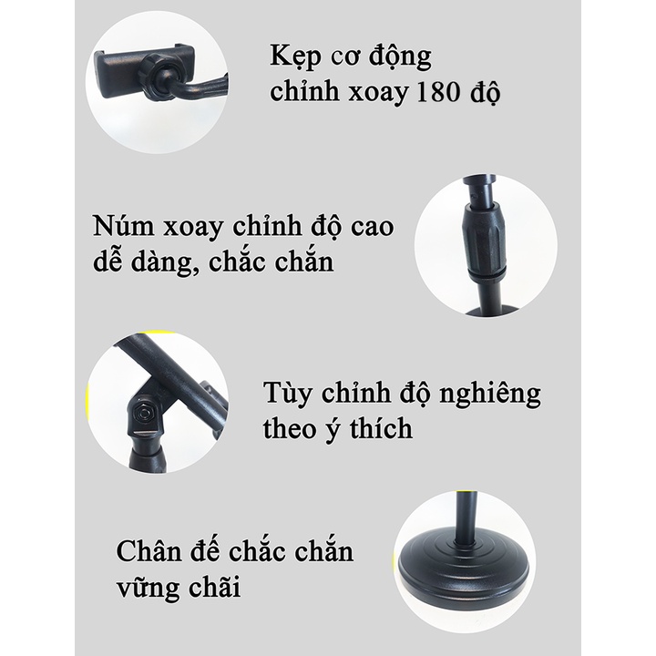 Giá livestream 2 điện thoại cùng lúc,Kẹp Điện Thoại LiveStream, Kệ Đỡ 2Điện Thoại Livestream Để Bàn,