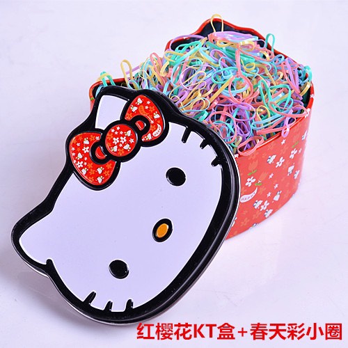 ⛔Hàng Mới⛔ Chun Buộc Tóc Cho Bé, Hộp Thiếc Hello Kitty 500 Chiếc