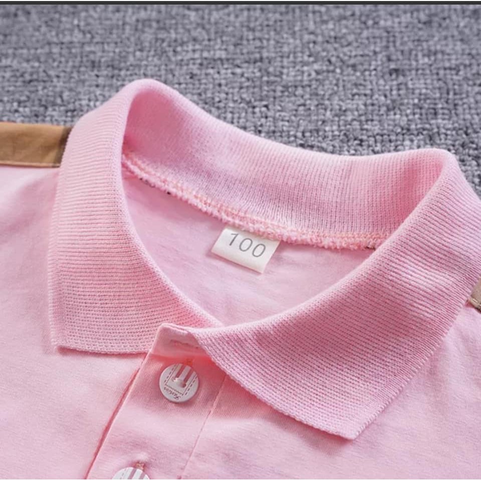 Bộ polo cộc tay  bé trai,áo cổ bẻ chất liệu cotton thấm hút mồ hôi,túi phối kẻ
