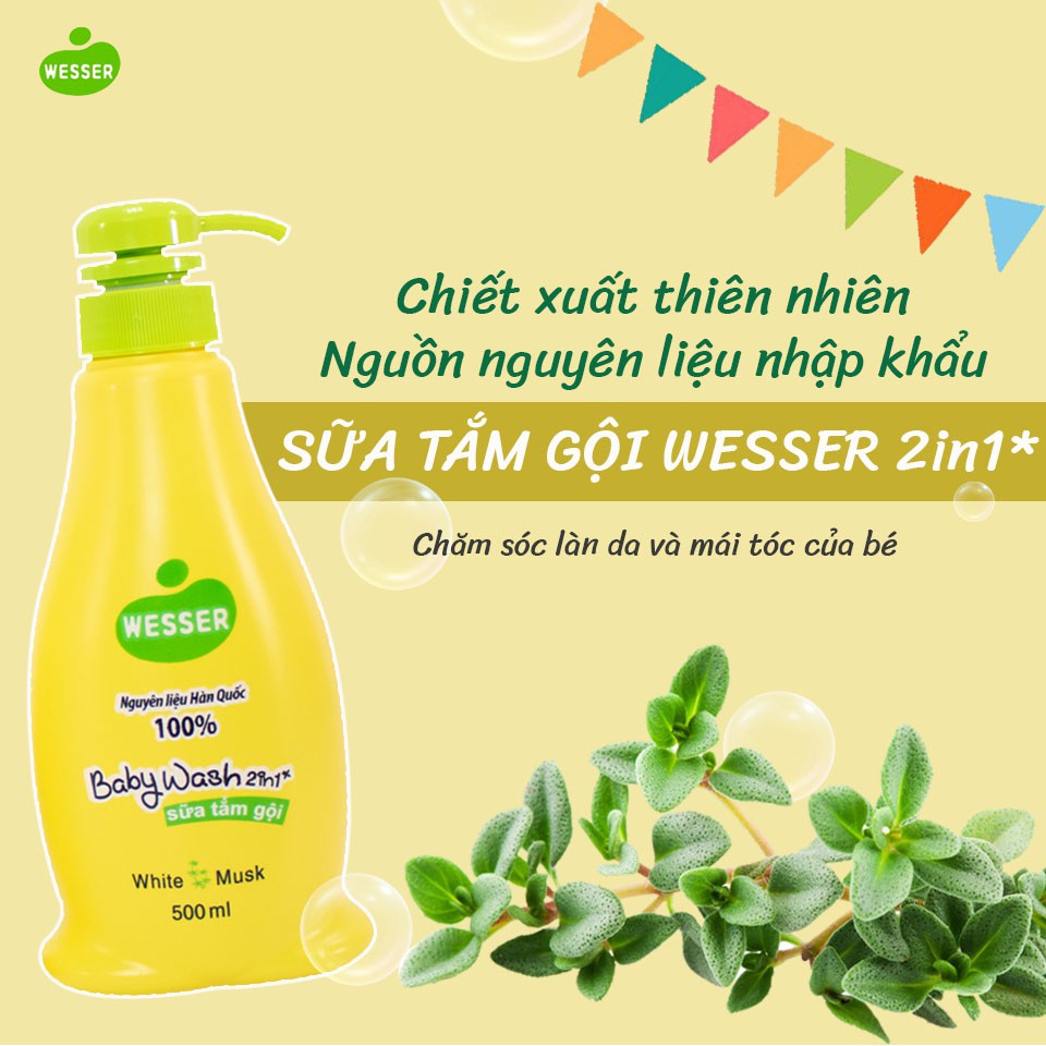 Sữa tắm gội Wesser 200ml - 500ml, 2 trong 1