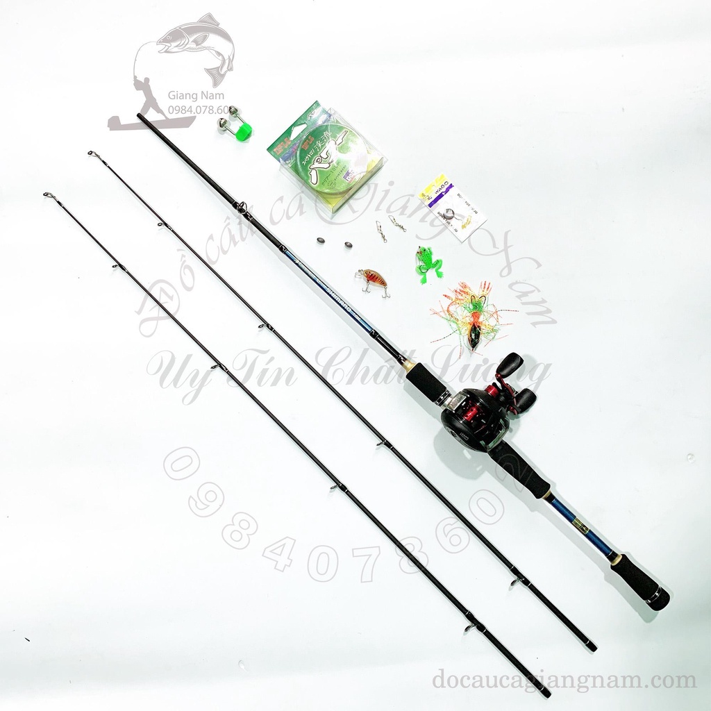 Bộ Cần Câu Lure shimano 2 ngọn, Máy Ngang CD 201 cao cấp tặng phụ kiện