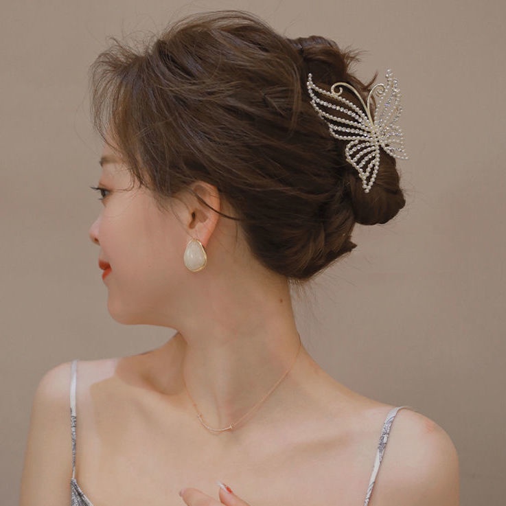 Kẹp Tóc Hình Bướm Đính Ngọc Trai Phong Cách Mới 2022 Cho Nữ