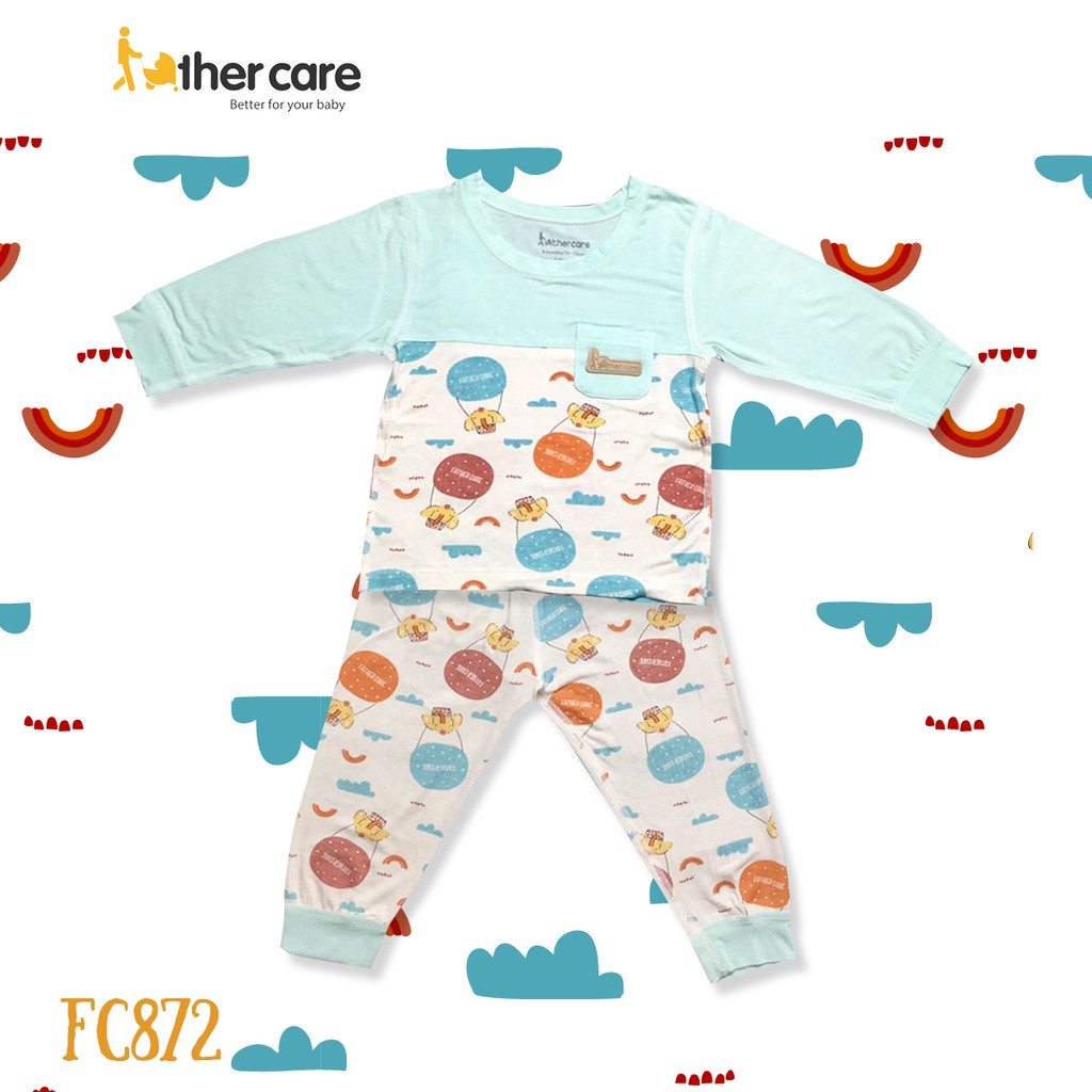 Bộ quần áo FatherCare trẻ em Cài vai DT - Voi (Trơn - HT) FC872