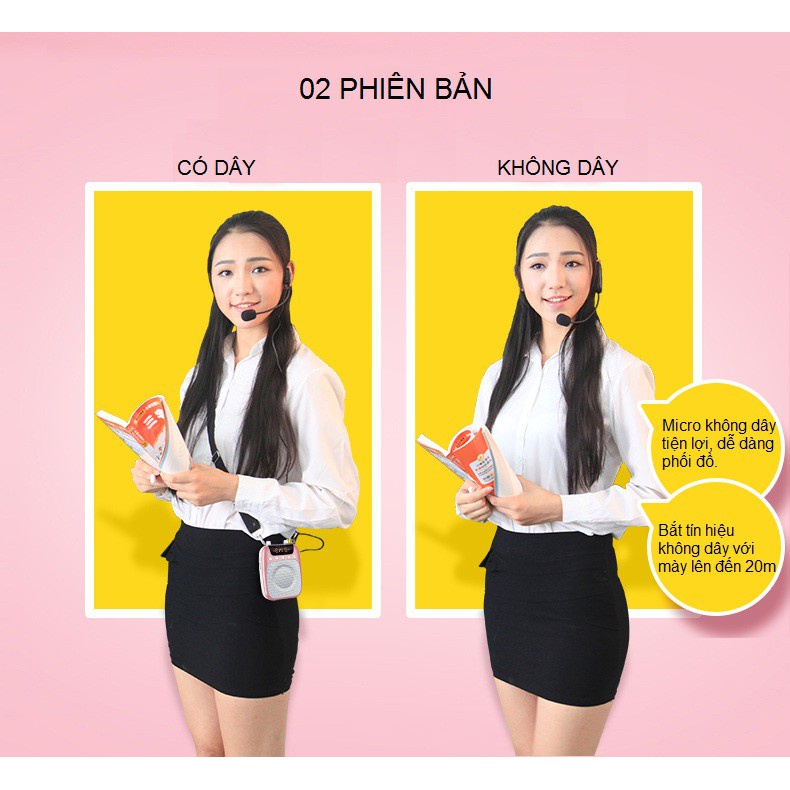 Máy trợ giảng SHIDU SD-S358 cao cấp có dây-không dây, Âm lượng lớn 10w, Bảo Hành 12 Tháng