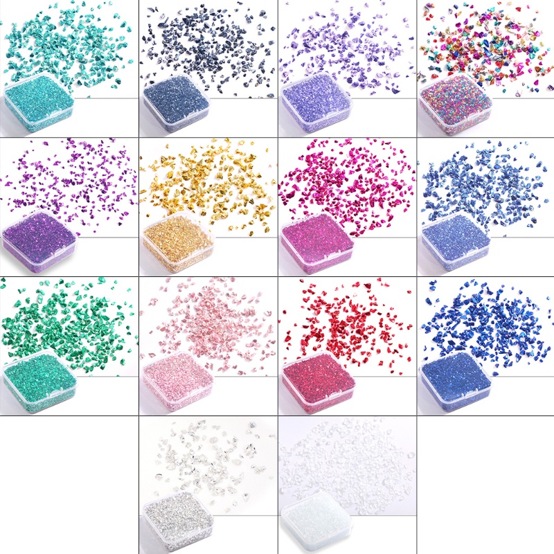 Blg Hạt Thủy Tinh Lấp Lánh 80g/ Hộp Kim Loại Để Vỡ Kính