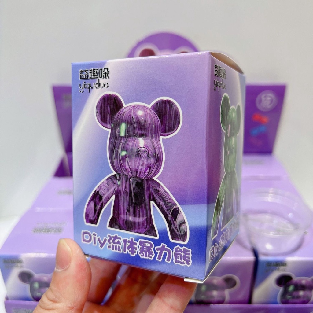 Móc Khóa Bearbrick DIY Tự Đổ Màu Acrylic Pouring Theo Sở Thích Nhiều Màu Siêu Xinh Mã MK-002