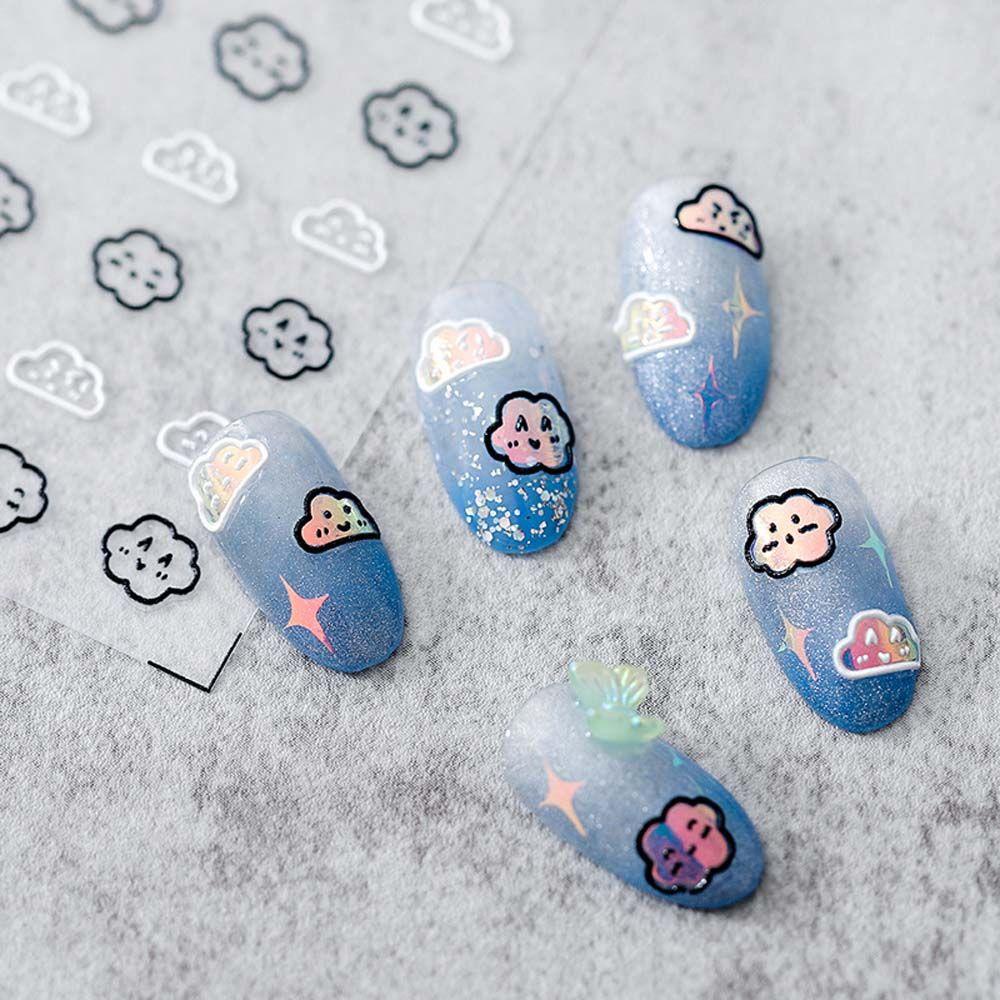 Sticker Dán Móng Tay Hình Mặt Trăng Đen Phong Cách Nhật Bản