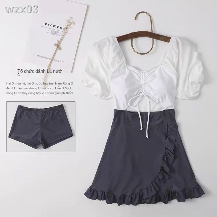Áo tắm một mảnh kiểu Pháp nhẹ nhàng che bụng trông mỏng và phẳng Fairy Fan Simple Ruffled Les Swimsuit | BigBuy360 - bigbuy360.vn
