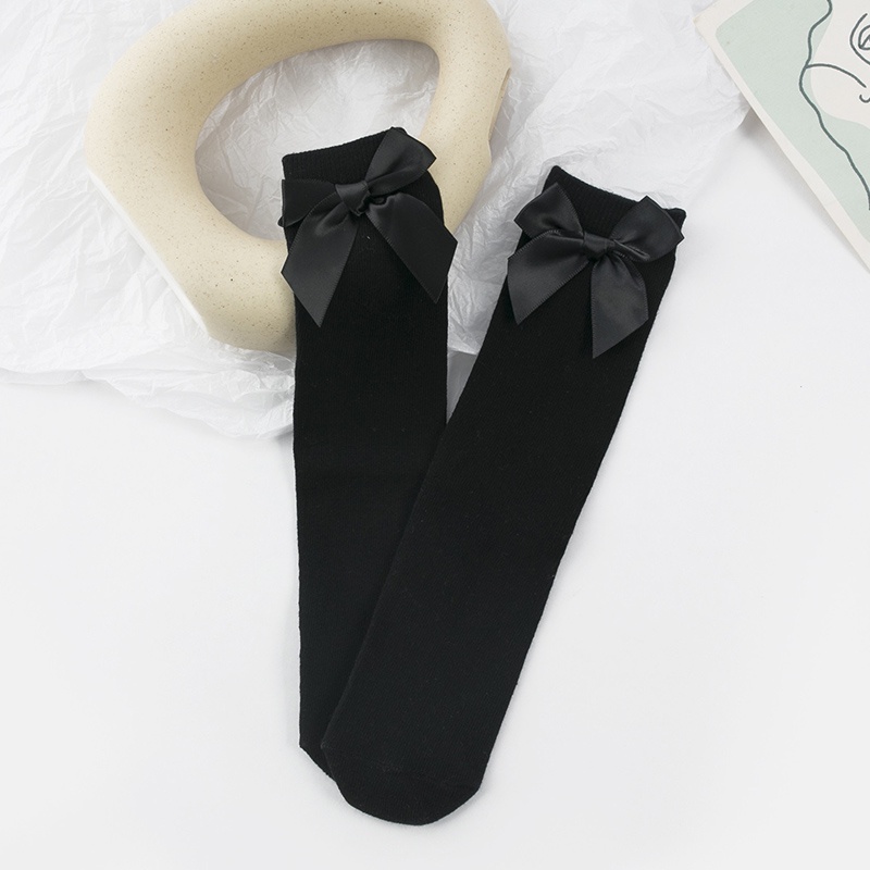 Vớ cotton Màu Trơn Chống Muỗi Đính Nơ Dễ Thương Thời Trang Mùa Hè Cho Bé Gái 3-12 Tuổi