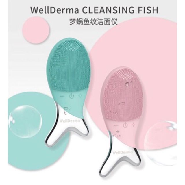 Mẫu mới Máy Rửa Mặt massage 2in1 WELLDERMA CLEANSING FISH Hàn Quốc