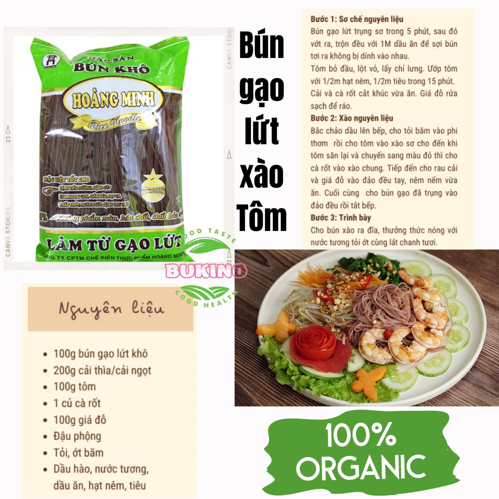 Bún phở hủ tiếu gạo lứt đỏ Hoàng Minh, thực phẩm gạo lứt ăn kiêng eatclean giảm cân tốt cho sức khỏe Hà Nội