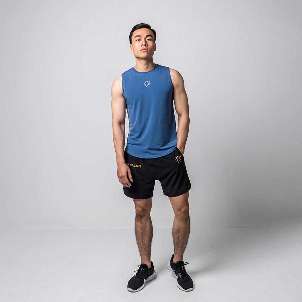 Áo Tanktop tập gym nam Gymlab form fit thể thao vải poly thoáng mát - MID LOGO