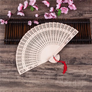 Color Fragrant Wood Fan Female Fan Hollow Carved Folding Fan Wooden Folding Fan Sandalwood Fan Silver