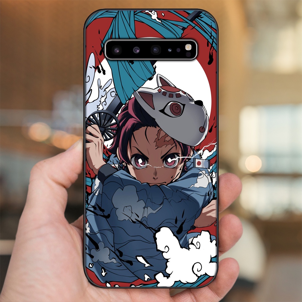 Ốp lưng Samsung S10, S10 5G, S10 Plus viền đen in hình Tanjiro Kimetsu No Yaiba