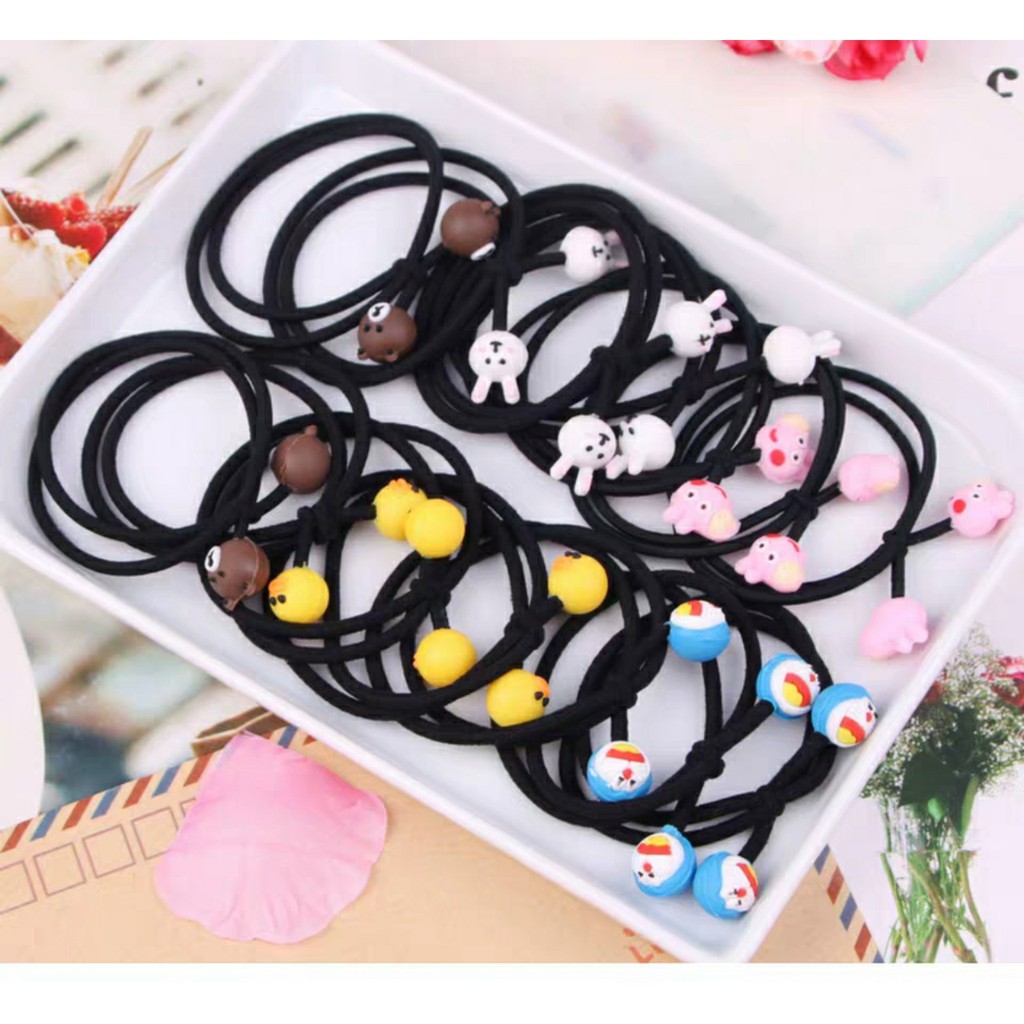 HỘP 12 CÁI ĐỒ CỘT TÓC TRÁI CÂY+THÚ CƯNG CHO BẠN GÁI SIÊU ÊM TÓC