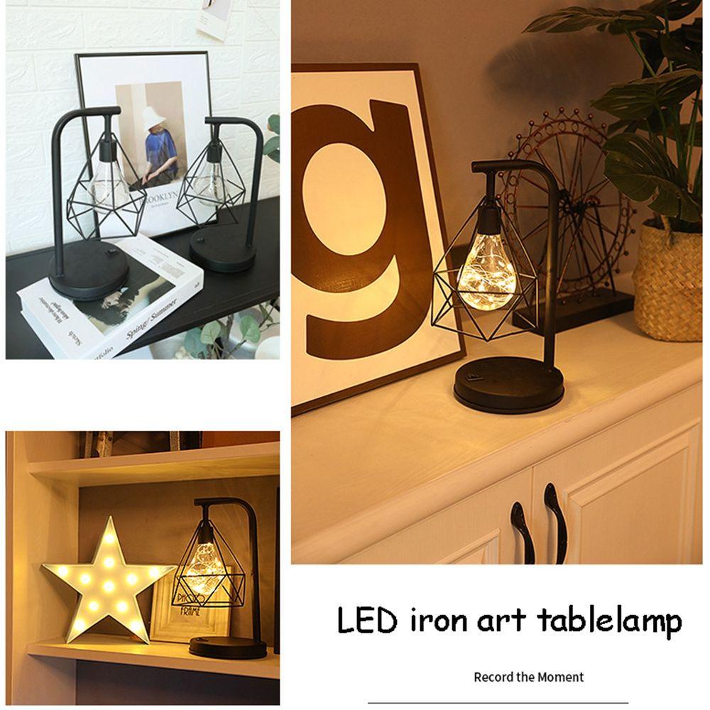 Đèn LED Để Bàn Khung Sắt Nhiều Màu Nghệ Thuật Kiểu Retro