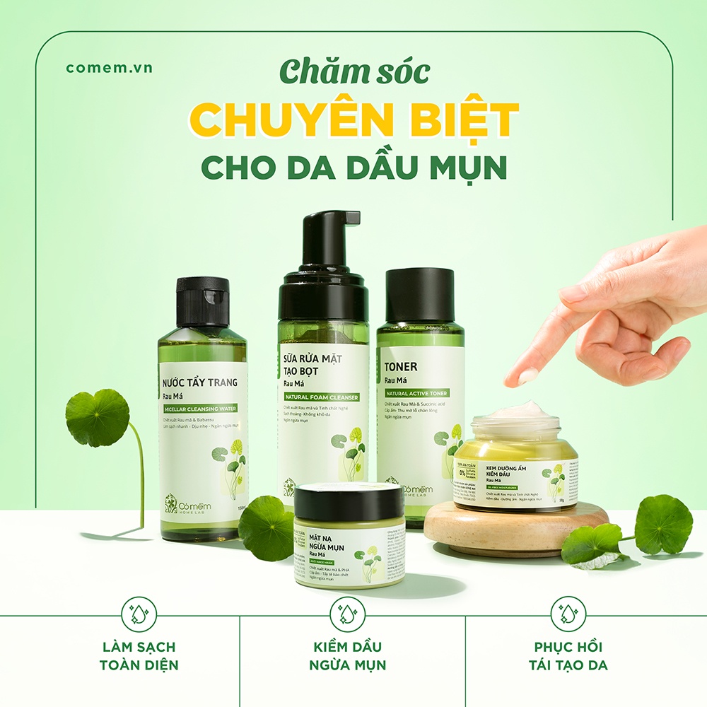 Active Toner Dưỡng Ẩm Ngừa Mụn Rau Má Dành Cho Da Mụn Da Dầu Nhạy Cảm Cỏ Mềm 150ml