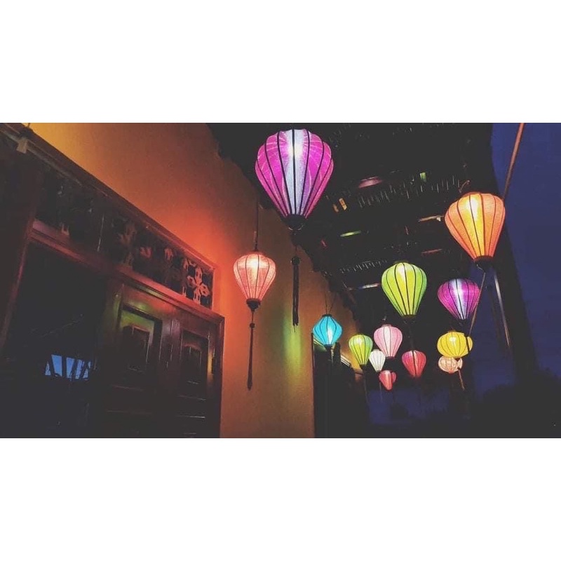 Combo 4cái Đèn lồng trang trí Hội An gấm CÓ SẴN 20cm,30cm,40cm,45cm