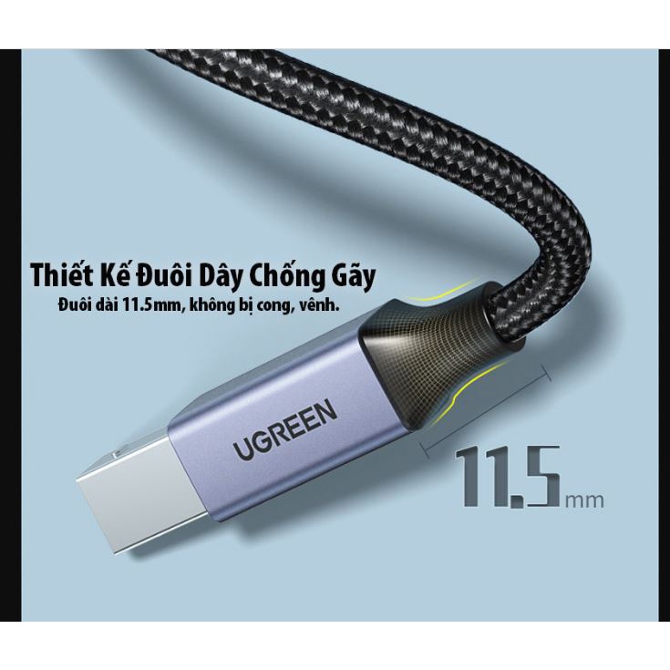 Cáp USB-C sang USB-B máy in Dài 2M Ugreen 80807 (Vỏ Nhôm)