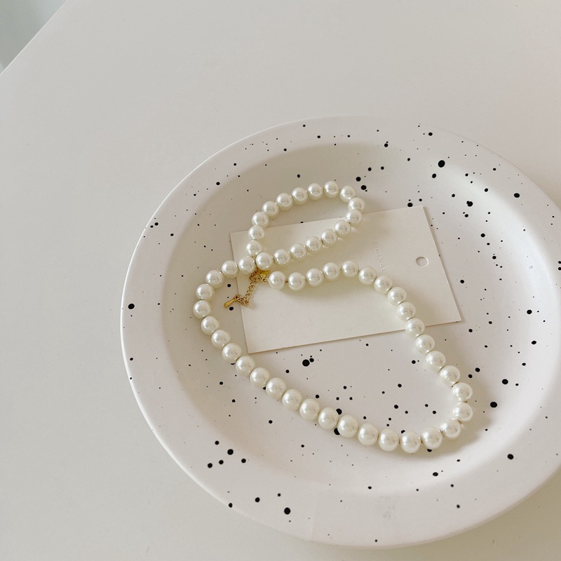 Dây chuyền ngọc trai thủy tinh thiết kế đơn giản dễ phối đồ