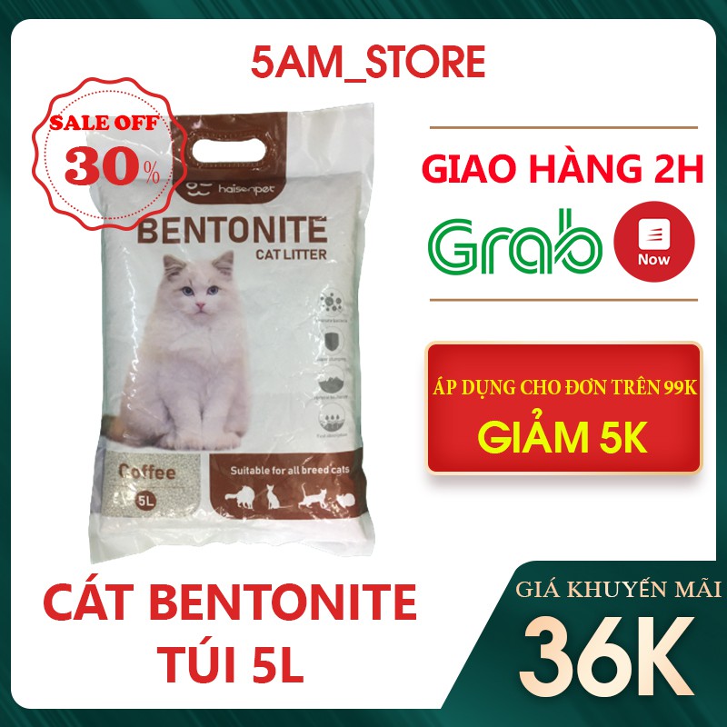 Cát vệ sinh cho mèo Bentonite 5L mùi cafe chanh táo 5amstore