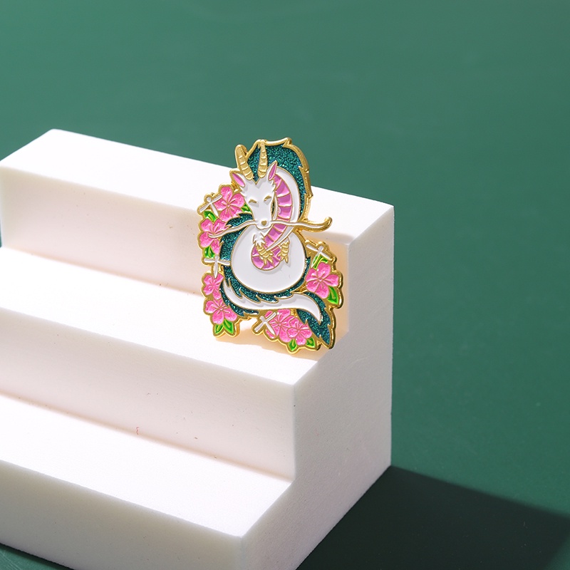 Ghim cài QIHE JEWELRY thiết kế rồng trắng hoạt hình trang trí đẹp mắt