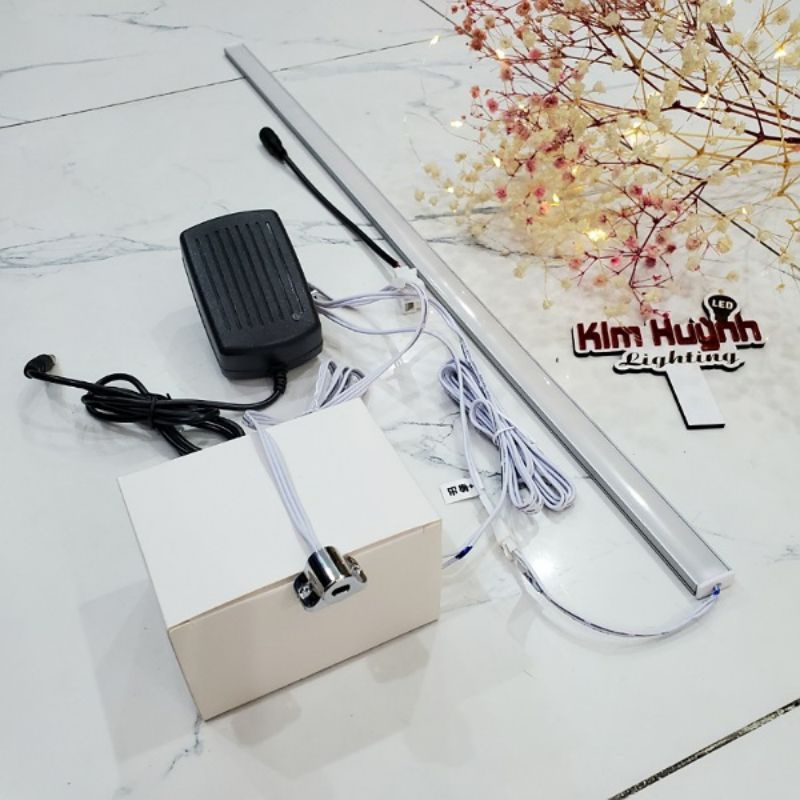(Nguyên bộ có led và nguồn) Máng nhôm định hình tích hợp cảm biến đóng mở cửa tủ