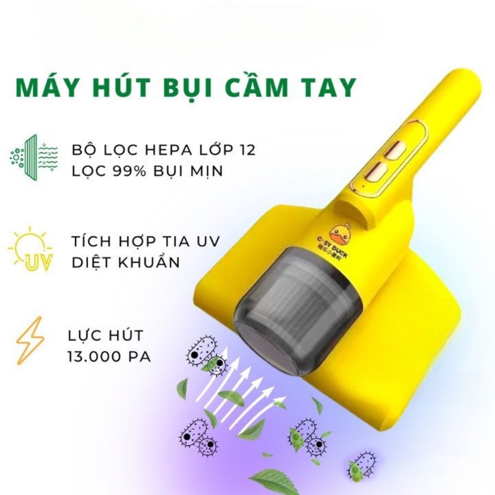 Máy Hút Bụi Cầm Tay Không Dây Công Suất Mạnh - Hút Bụi Vịt Vàng Tia UV Diệt Khuẩn