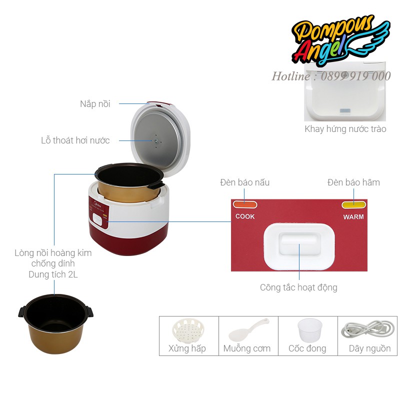 [Chính hãng] Nồi cơm điện từ , Nồi cơm điện đa năng, nồi cơm điện thông minh MIDEA MR-SM2061 2L chống dính cao cấp | BigBuy360 - bigbuy360.vn