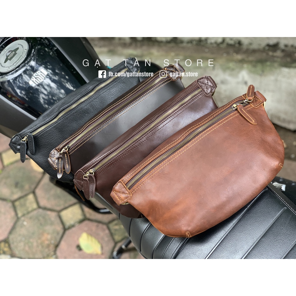 [BẢO HÀNH TRỌN ĐỜI] Túi bao tử / Sling Bag Cao Cấp Hàng Đẹp Gạt Tàn Store / Cam Kết Da Bò Thật 100% - IPMN163