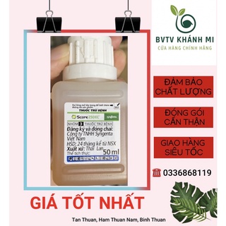 Thuốc trừ bệnh Score 250EC trị phấn trắng, đốm lá trên hoa mai, lan, hồng.