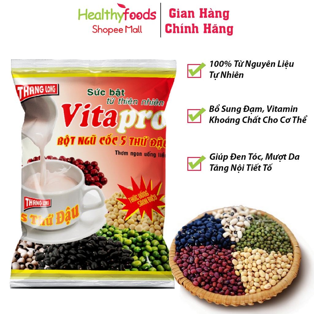 Bột ngũ cốc 5 thứ đậu có đường 400gr Vitapro thơm ngon dinh dưỡng tiện lợi