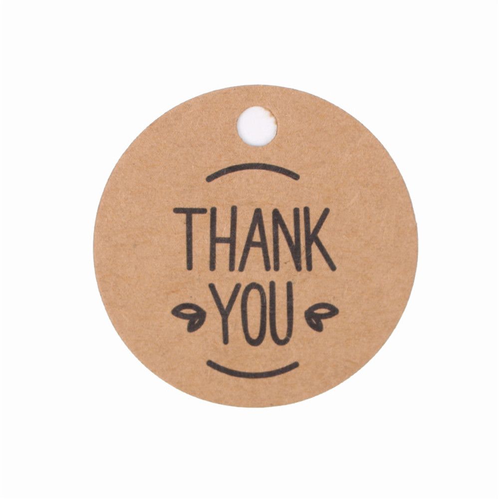 Bộ 100 Nhãn Giấy Tròn In Chữ Thank You Có Dây Treo Dùng Để Trang Trí Thủ Công DIY