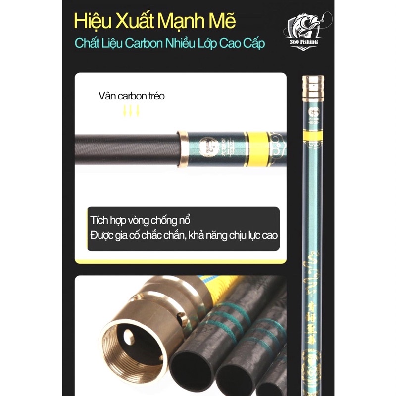 Cần câu đài săn hàng tầm xanh thế hệ 3 cần tải cá 1 đến 25kg hàng chính hãng + tặng 1 ngọn