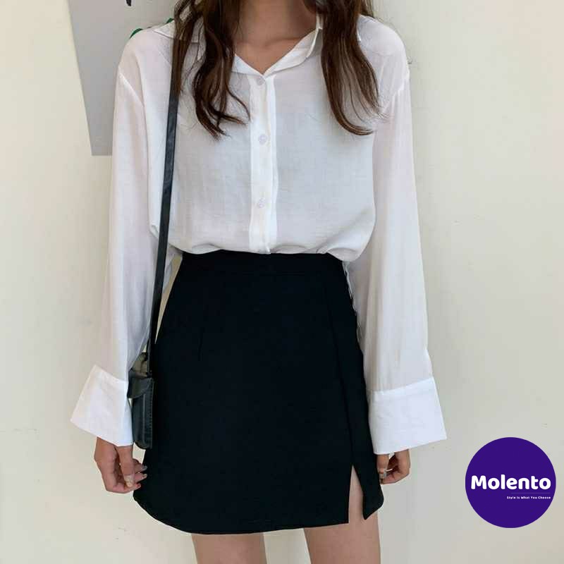 Chân váy xẻ tà Molento chân váy ngắn nữ xẻ trước lưng cao có quần lót vải tuyết mưa co giãn - X23 | BigBuy360 - bigbuy360.vn