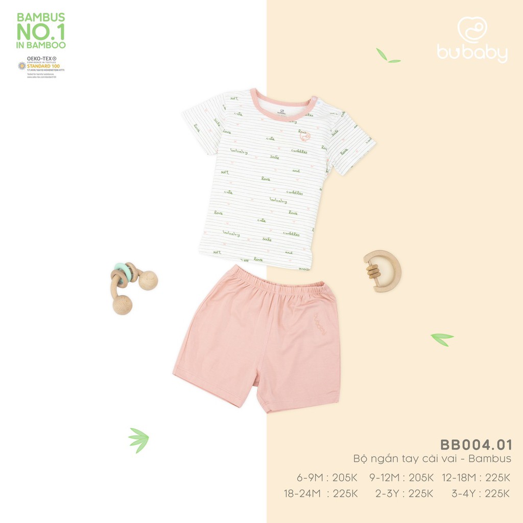 Bubaby - Bộ ngắn tay cài vai Bambus 6m -4y