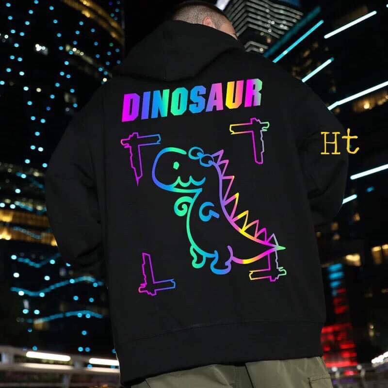 Áo hoodie khủng long Dino phản quang 7 màu HTH0121