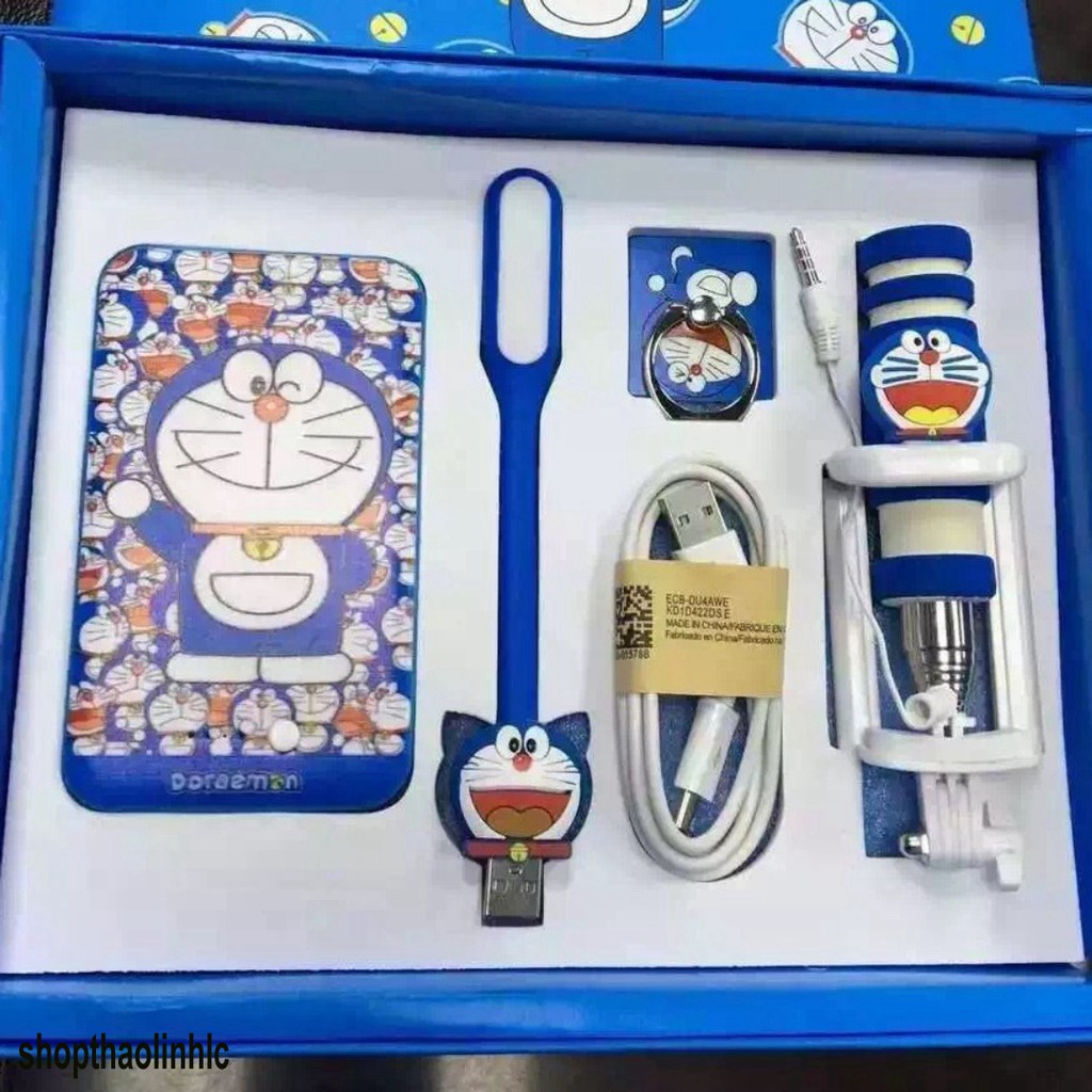 BỘ COMBO SẠC DỰ PHÒNG 5 MÓN ĐÁNG YÊU HÌNH DOREMON – HELLO KITTY