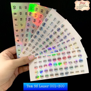 Tem số lazer dán chai lọ (001-300)