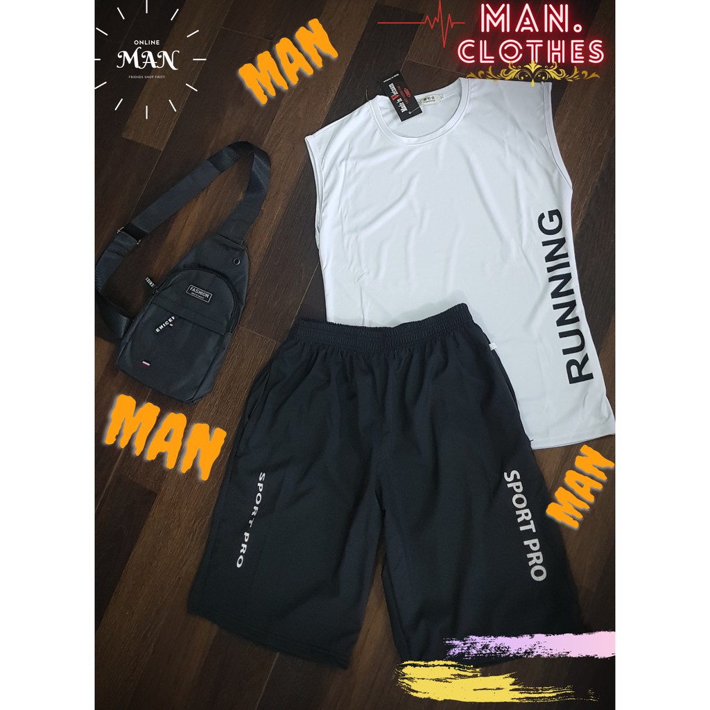 [014] 🛑👉SET quần áo thể thao nam sát nách SPORT RUNNING cao cấp, trẻ trung, năng động💯💯💯