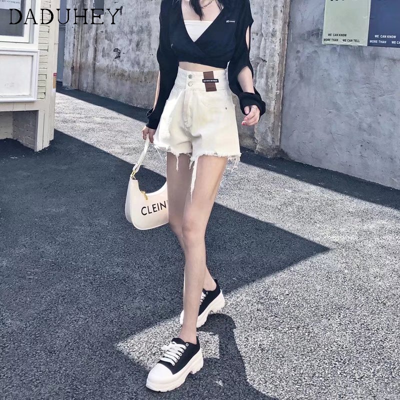 Quần short jean lưng cao ống rộng dễ phối đồ phong cách Hàn Quốc gợi cảm thời trang mùa hè cho nữ