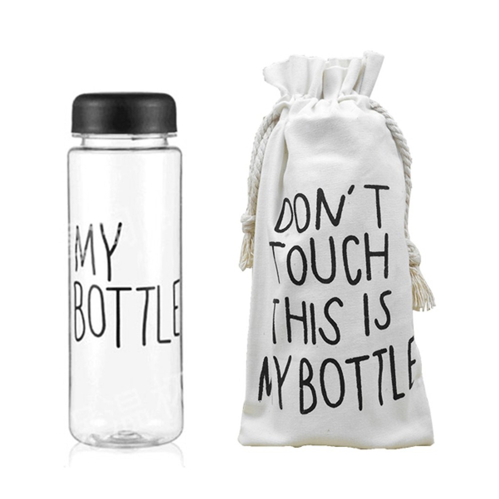 [Hàng có sẵn] Túi vải canvas in chữ dây rút dùng đựng bình nước My Bottle - Màu như hình