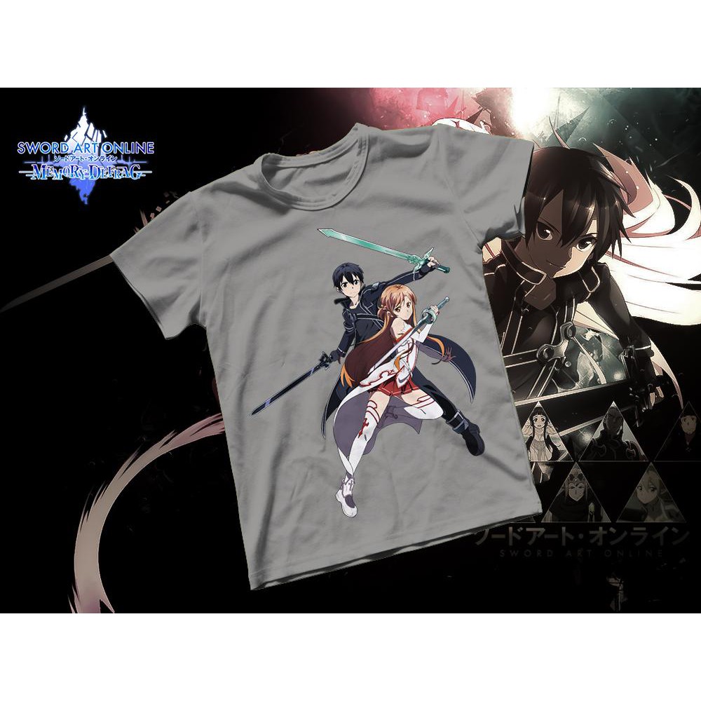 Áo thun Cotton Unisex - Anime - Sword Art Online - Kirito và Asuna