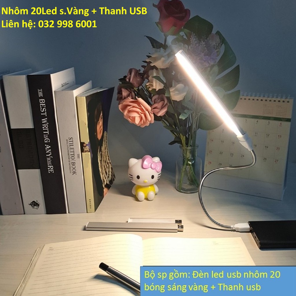 Thanh đèn LED mini 8 bóng, 24 bóng siêu sáng cổng cắm USB thích hợp để bàn học, đọc sách đầu giường sáng chuẩn tdhn1