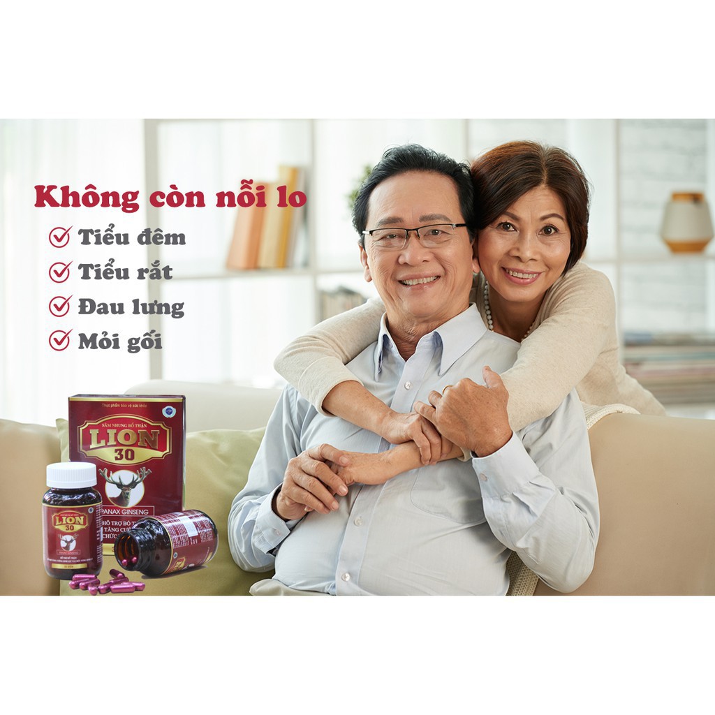 Sâm nhung tăng cường sinh lý bổ thận nam Lion 30 giảm xuất tinh sớm tiểu đêm cho đàn ông mãnh lực tuổi 30 tw3 - Hộp 30v